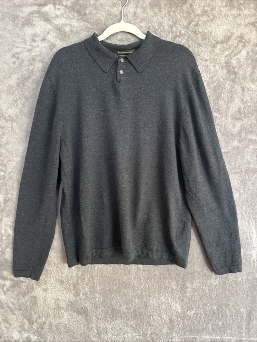 🏌️ Vintage Eddie Bauer Merino Wool Polo Shirt | Men’s LT | Gray | 90s